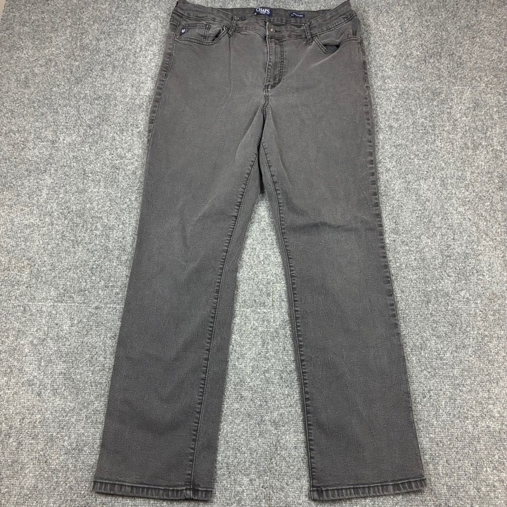 Chaps Jeans Womens 16/33 Mid Rise Straight Leg Faded Black Denim Pants